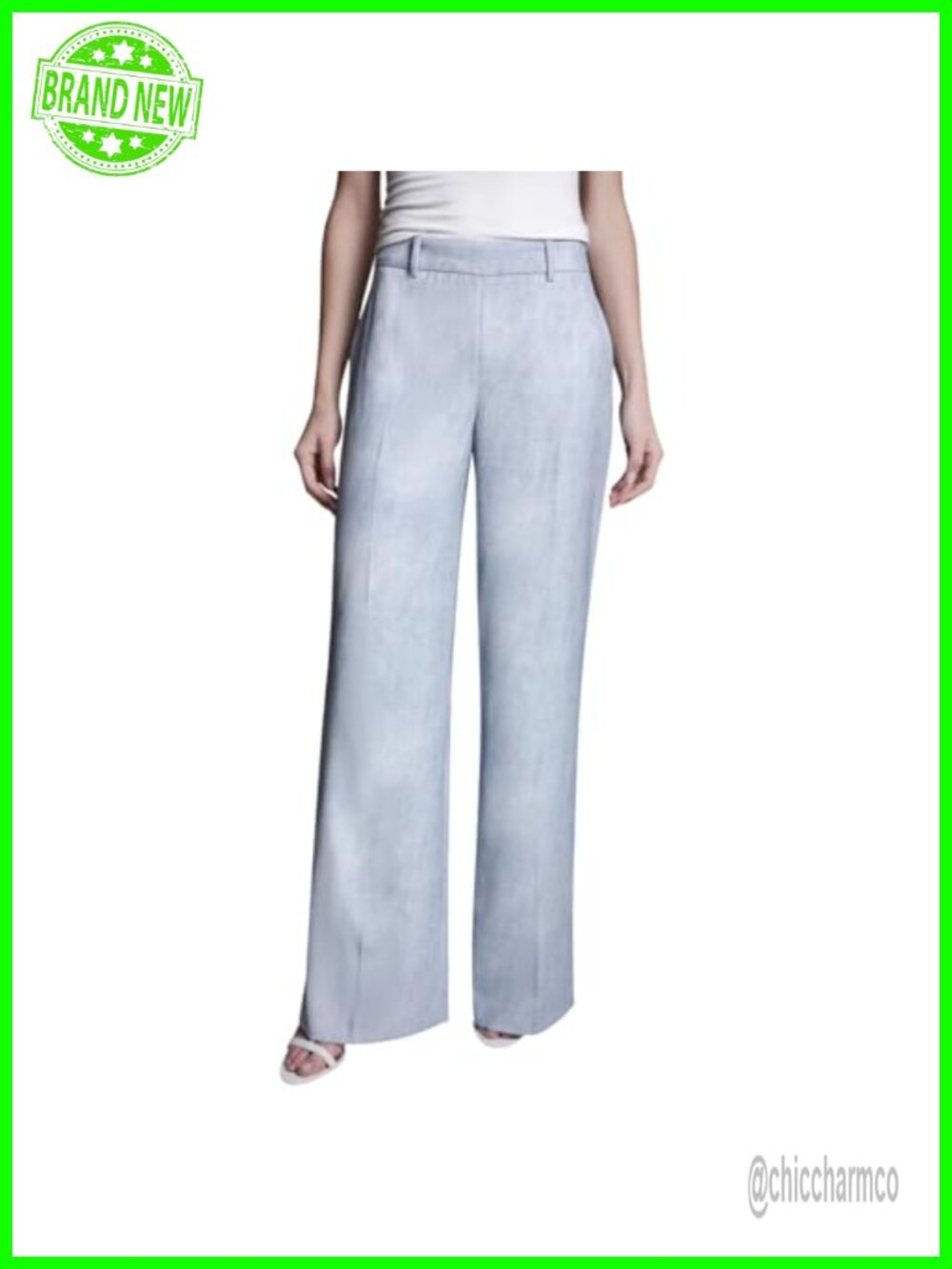 Woven Flat Front Printed Straight Leg Pant High Rise